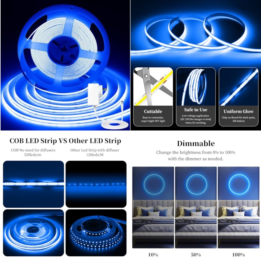 Led Strip Lights - Striscia LED COB da 32,8ft/10M, Striscia